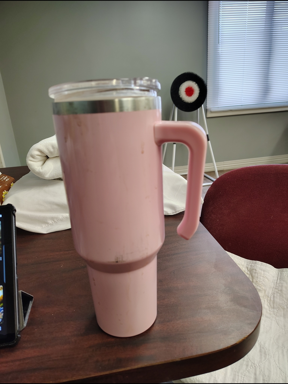 Pink Travel Tumbler with Handle